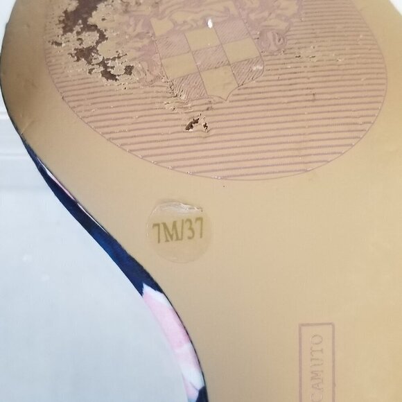 Vincent Camuto Feminine All Over Floral Print Jesta Heel Peep Toe Sandals Sz 7 - Picture 9 of 15